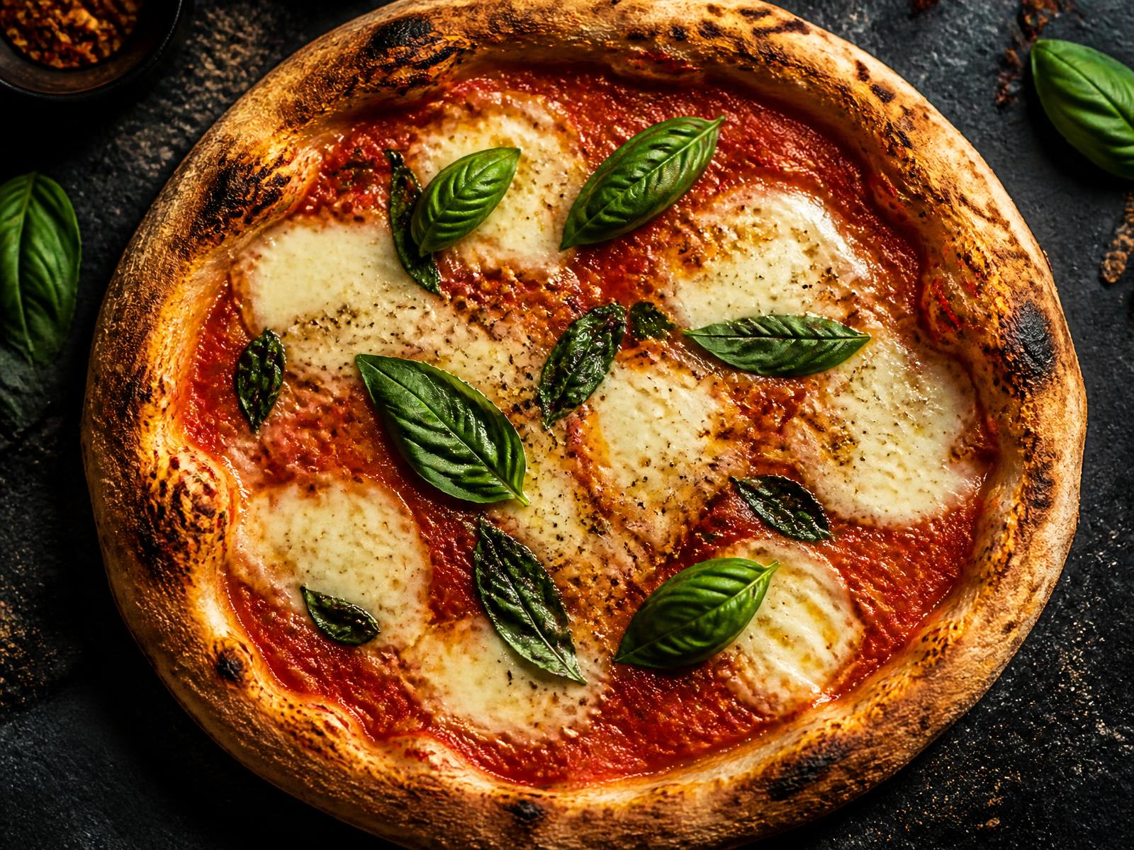 Čerstvě upečená pizza Margherita